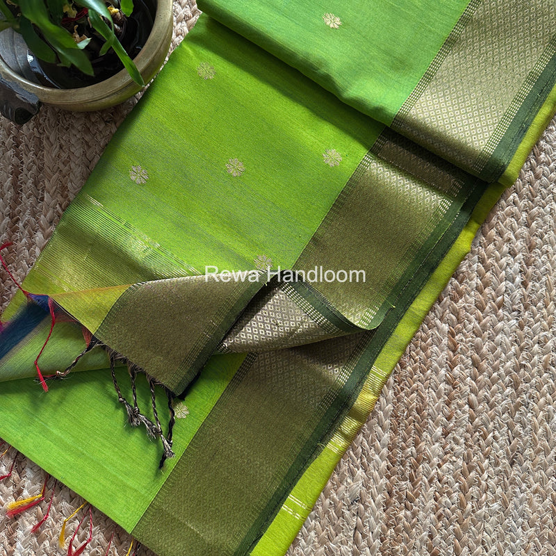 Maheshwari Parrot Green Flower Butti Saree JBS084