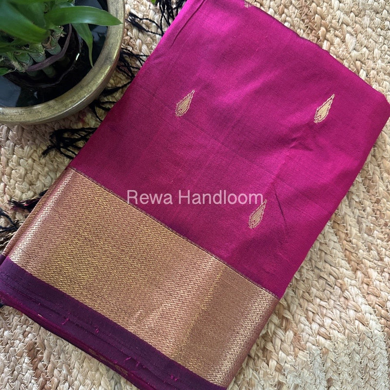 Maheshwari Rani Pink Pure Silk Saree PS047