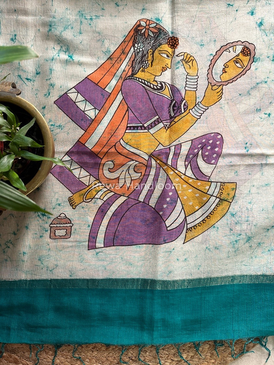 Maheshwari Green Hand painted Dupatta BT0182