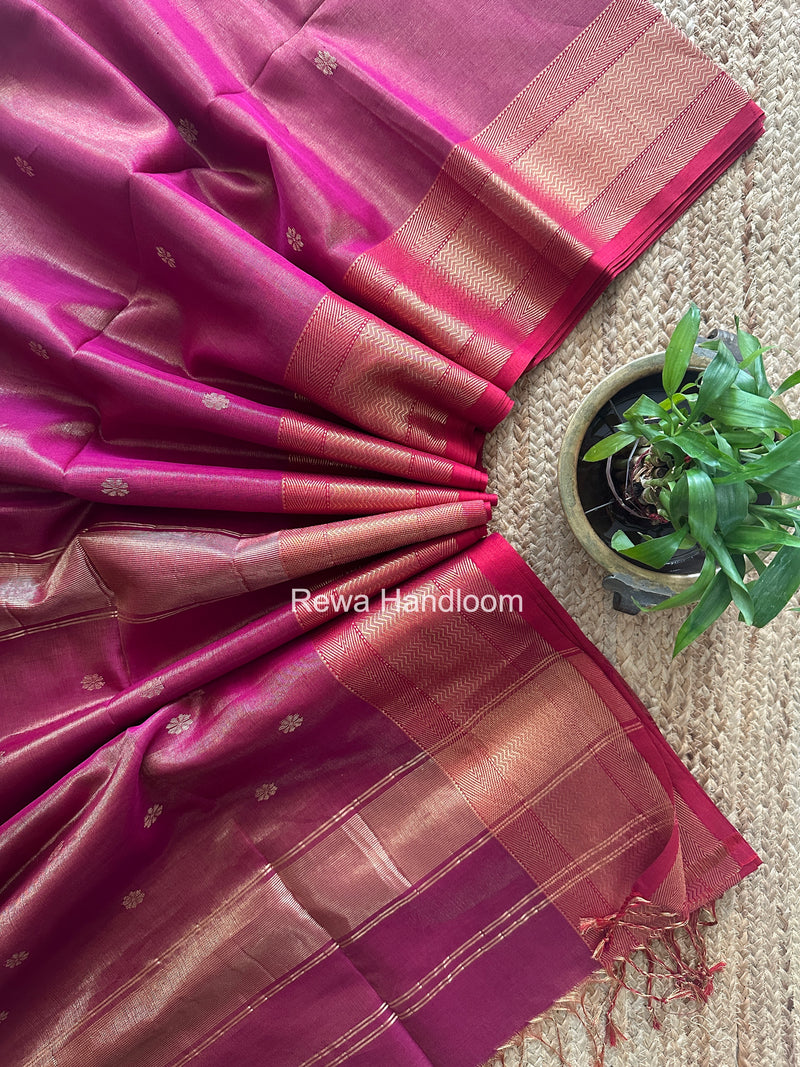 Maheshwari Purple Tissue Butti Saree TBBS033