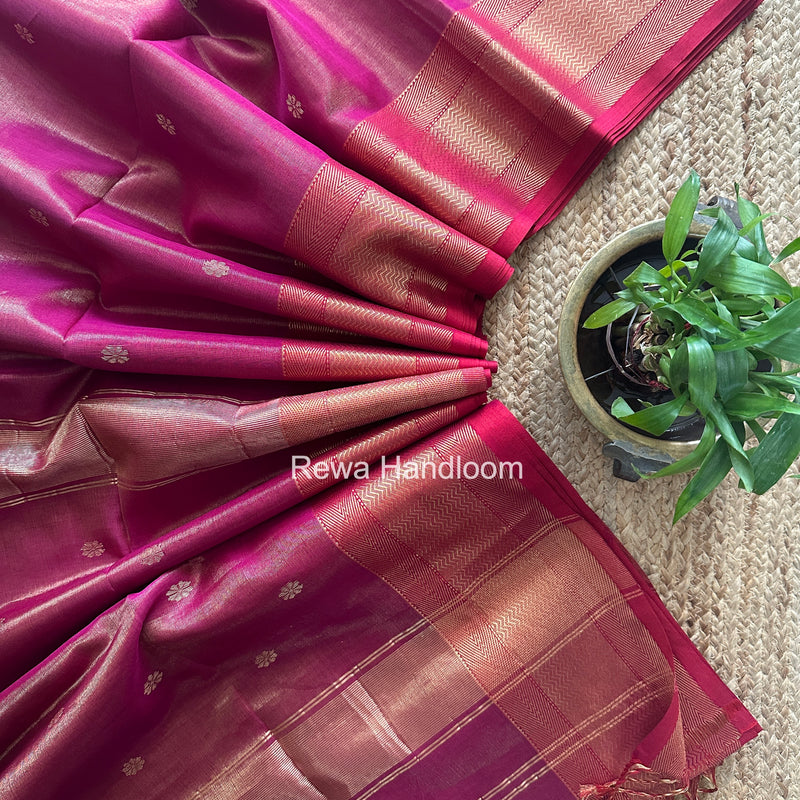 Maheshwari Purple Tissue Butti Saree TBBS033