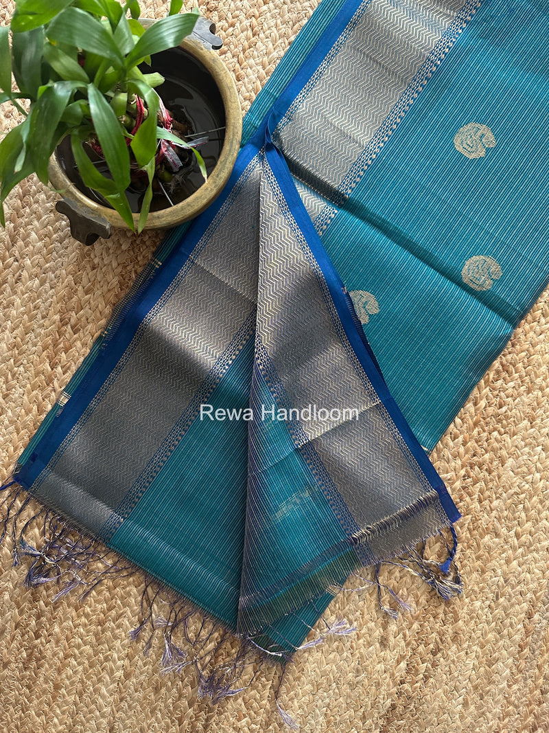Maheshwari Rama Green Tissue Butti Saree TKBS011