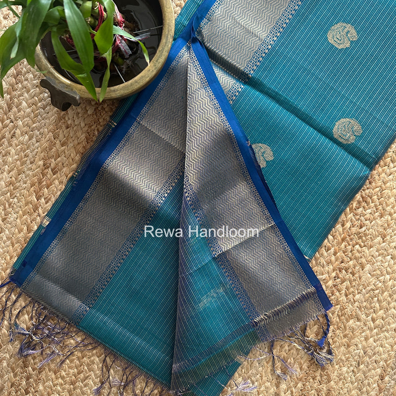 Maheshwari Rama Green Tissue Butti Saree TKBS011