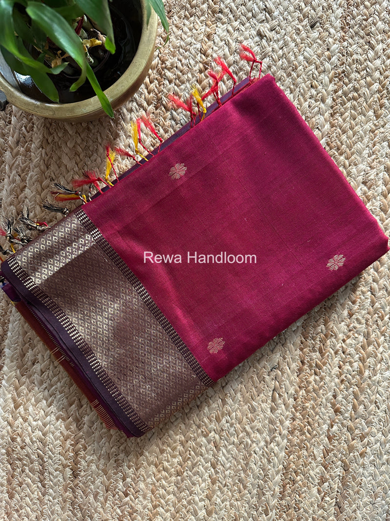 Maheshwari Maroon Flower Butti Saree JBS085