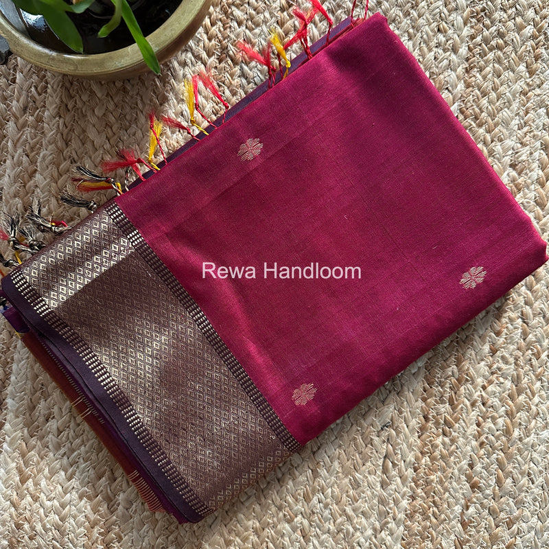 Maheshwari Maroon Flower Butti Saree JBS085