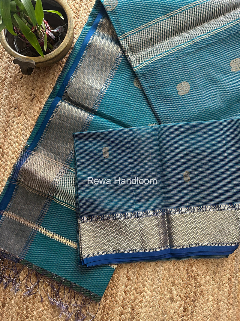 Maheshwari Rama Green Tissue Butti Saree TKBS011