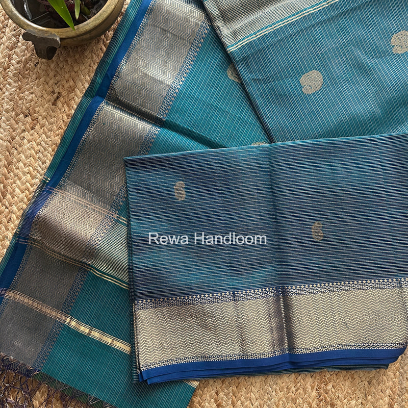 Maheshwari Rama Green Tissue Butti Saree TKBS011