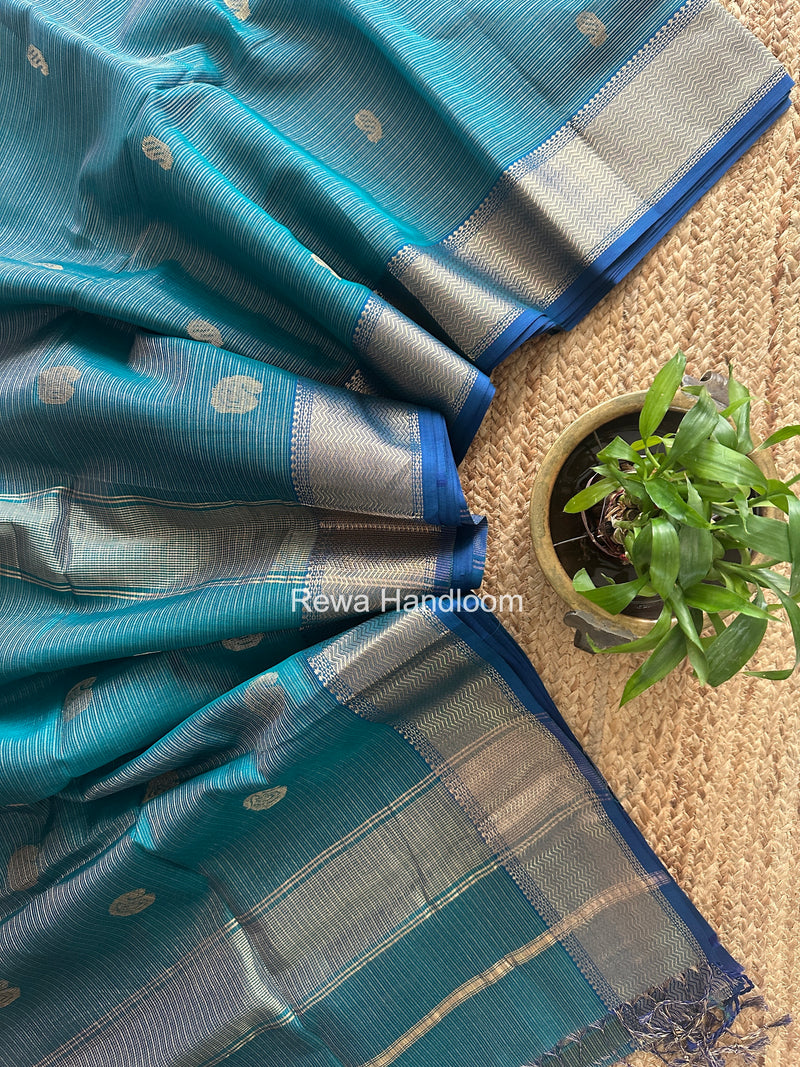 Maheshwari Rama Green Tissue Butti Saree TKBS011