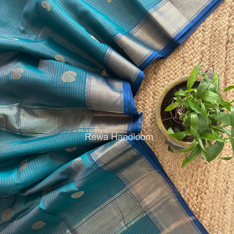Maheshwari Rama Green Tissue Butti Saree TKBS011