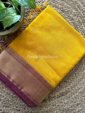 Turmeric Zari Butti ~ Maheshwari Saree-