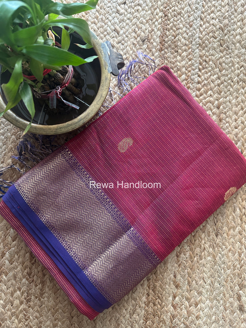 Maheshwari Dark Magenta Tissue Butti Saree TKBS012
