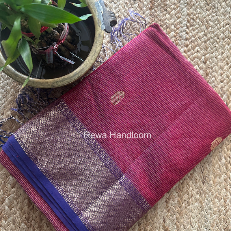 Maheshwari Dark Magenta Tissue Butti Saree TKBS012