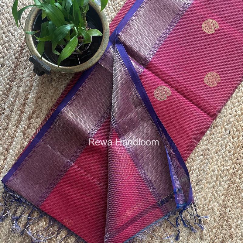 Maheshwari Dark Magenta Tissue Butti Saree TKBS012