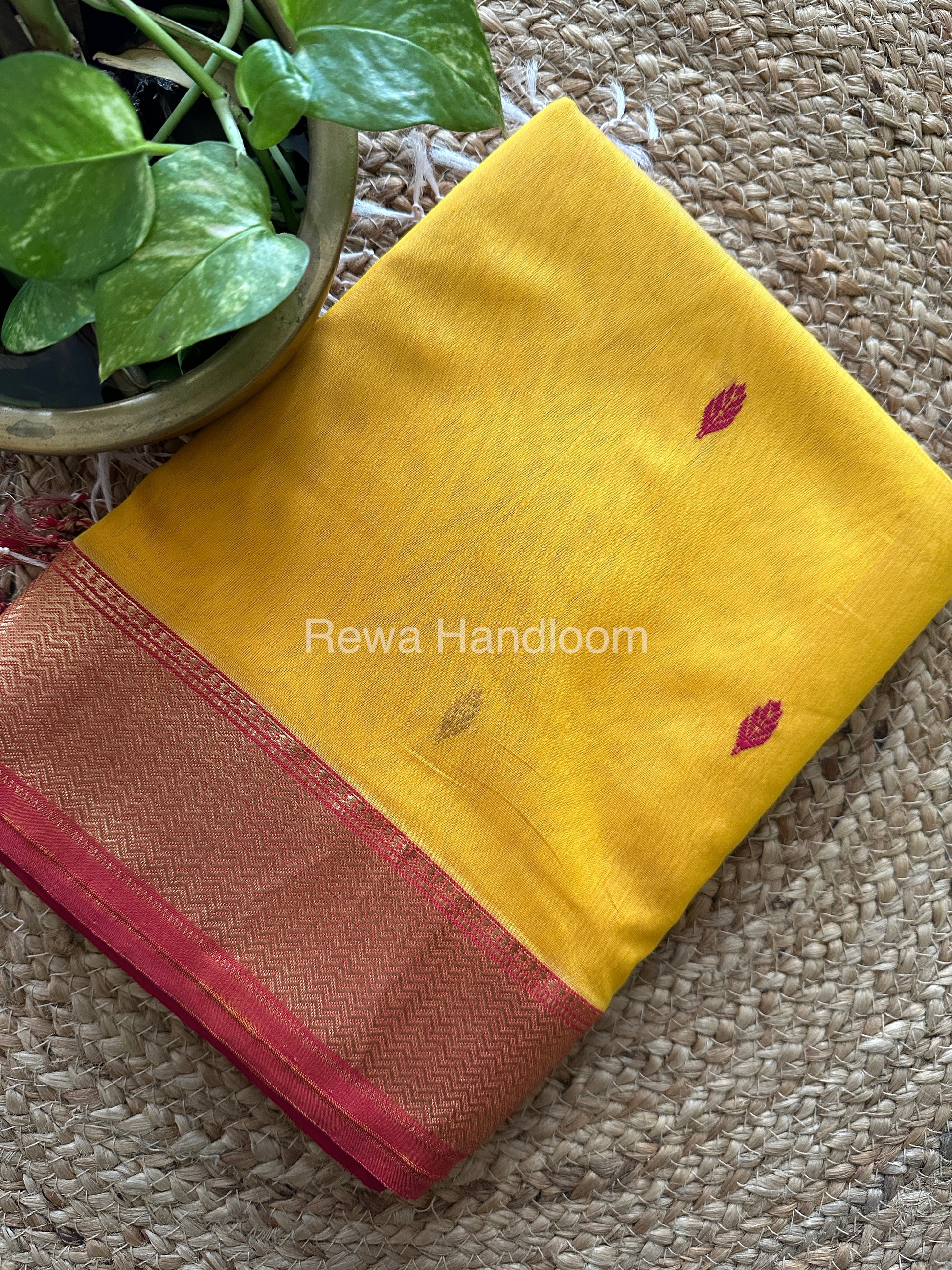 Turmeric Zari Butti ~ Maheshwari Saree