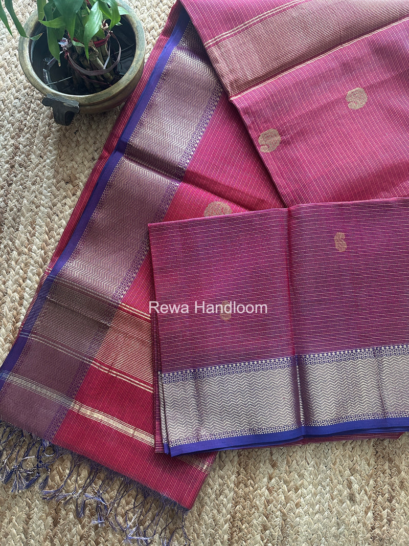 Maheshwari Dark Magenta Tissue Butti Saree TKBS012