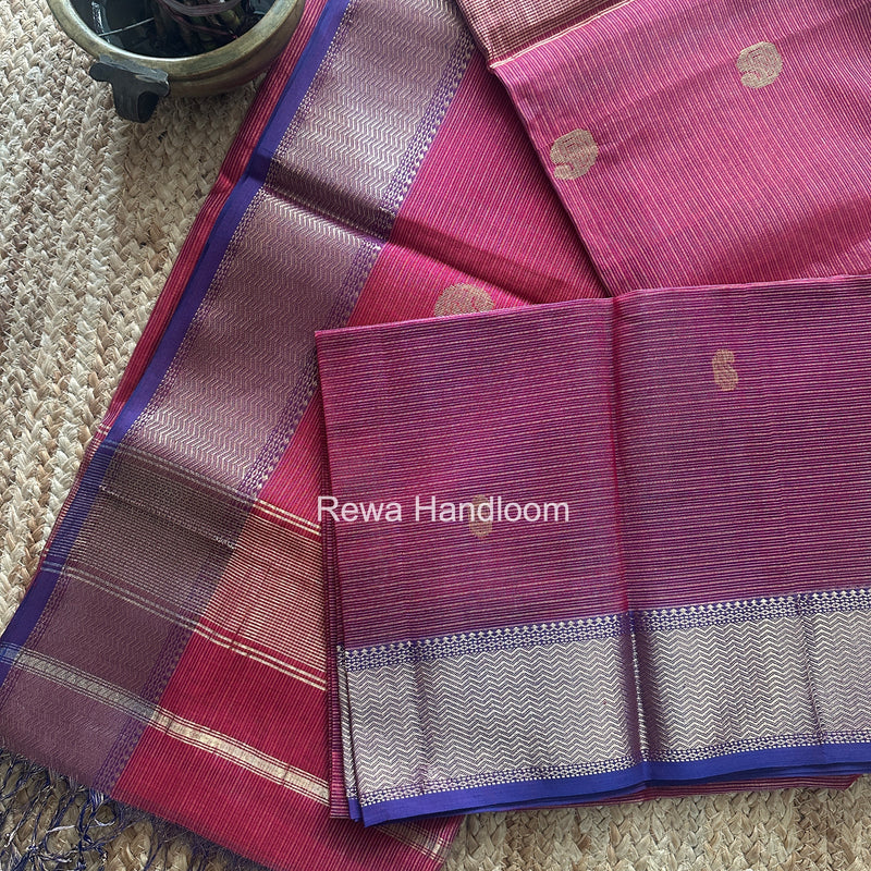 Maheshwari Dark Magenta Tissue Butti Saree TKBS012