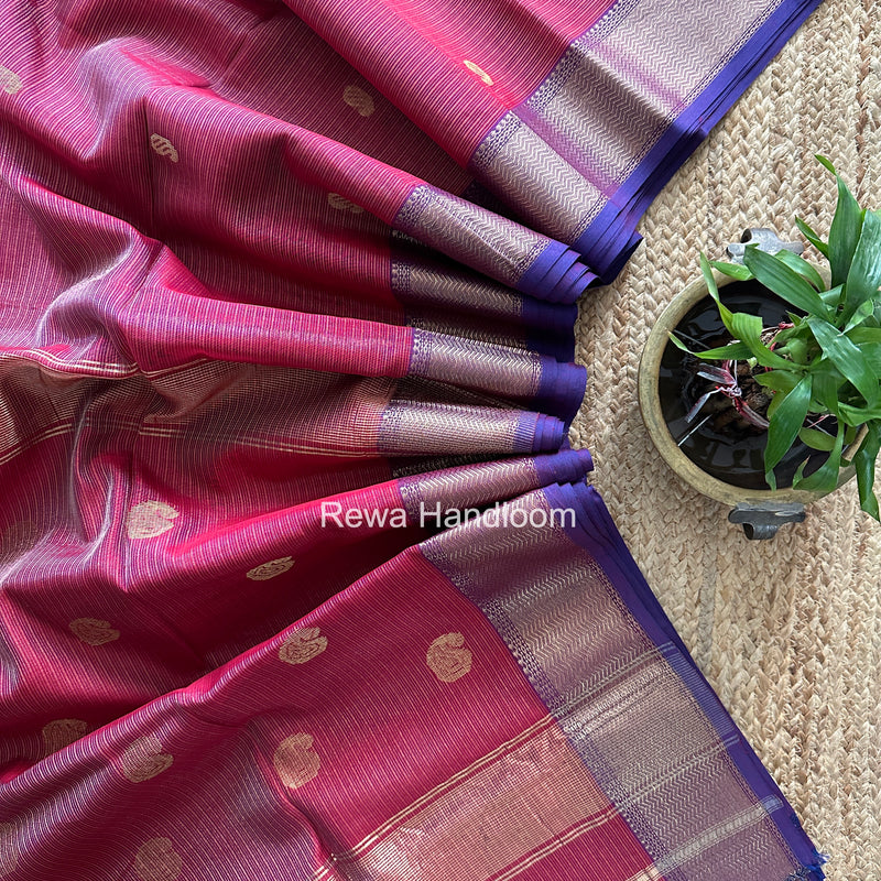 Maheshwari Dark Magenta Tissue Butti Saree TKBS012