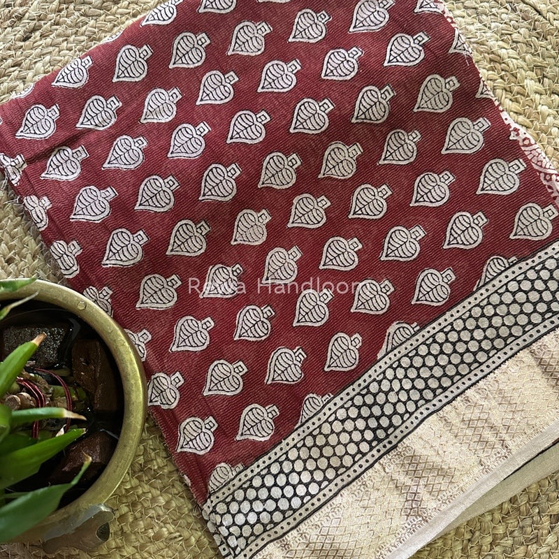 Maheshwari Red-White Bagh Print Tissue Suit BTS015