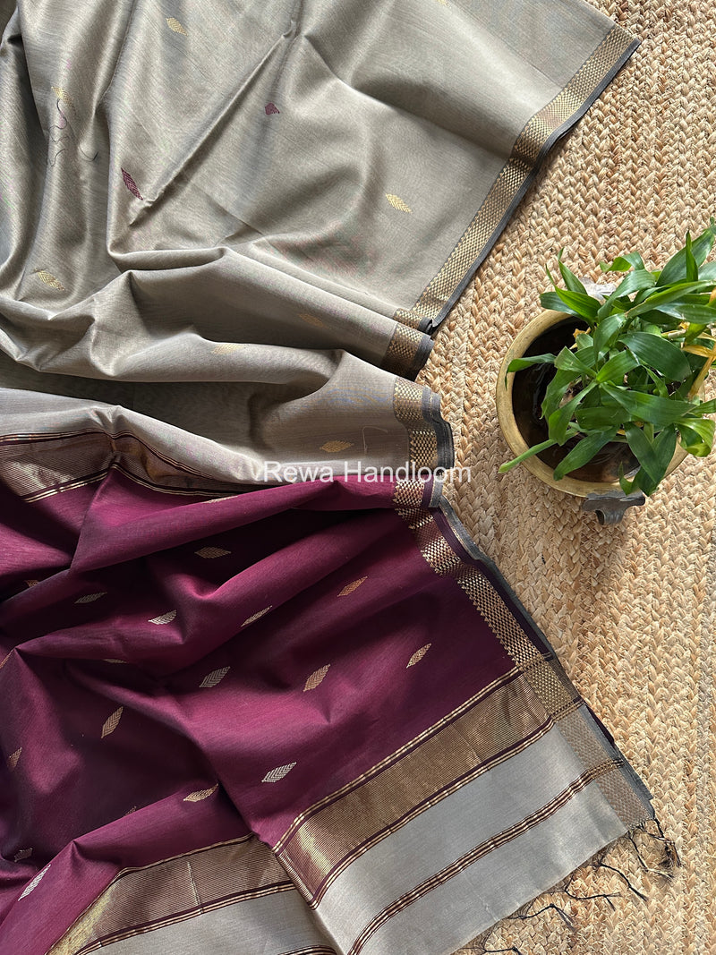 Maheshwari Beige Aami Butti Saree SBT0079