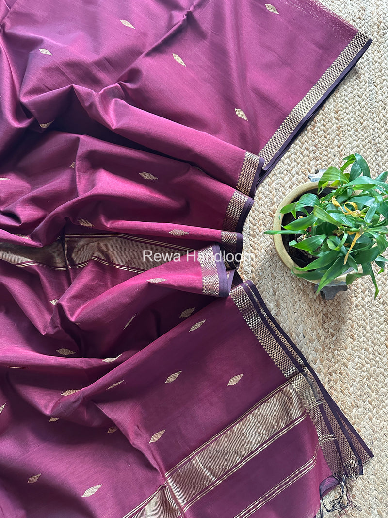 Maheshwari Wine Aami Butti Saree SBT0077