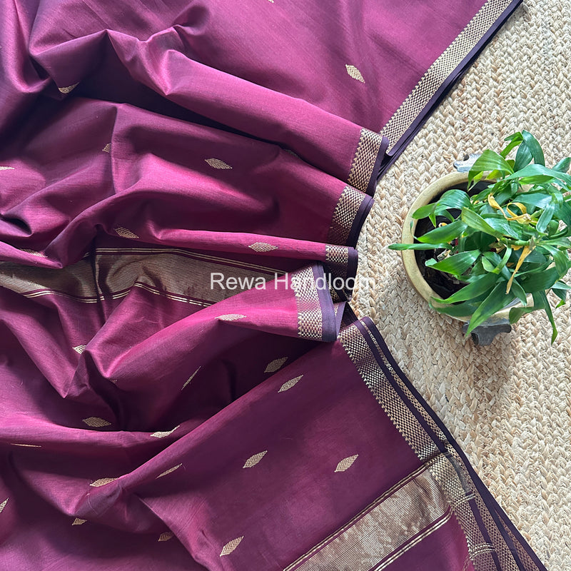 Maheshwari Wine Aami Butti Saree SBT0077