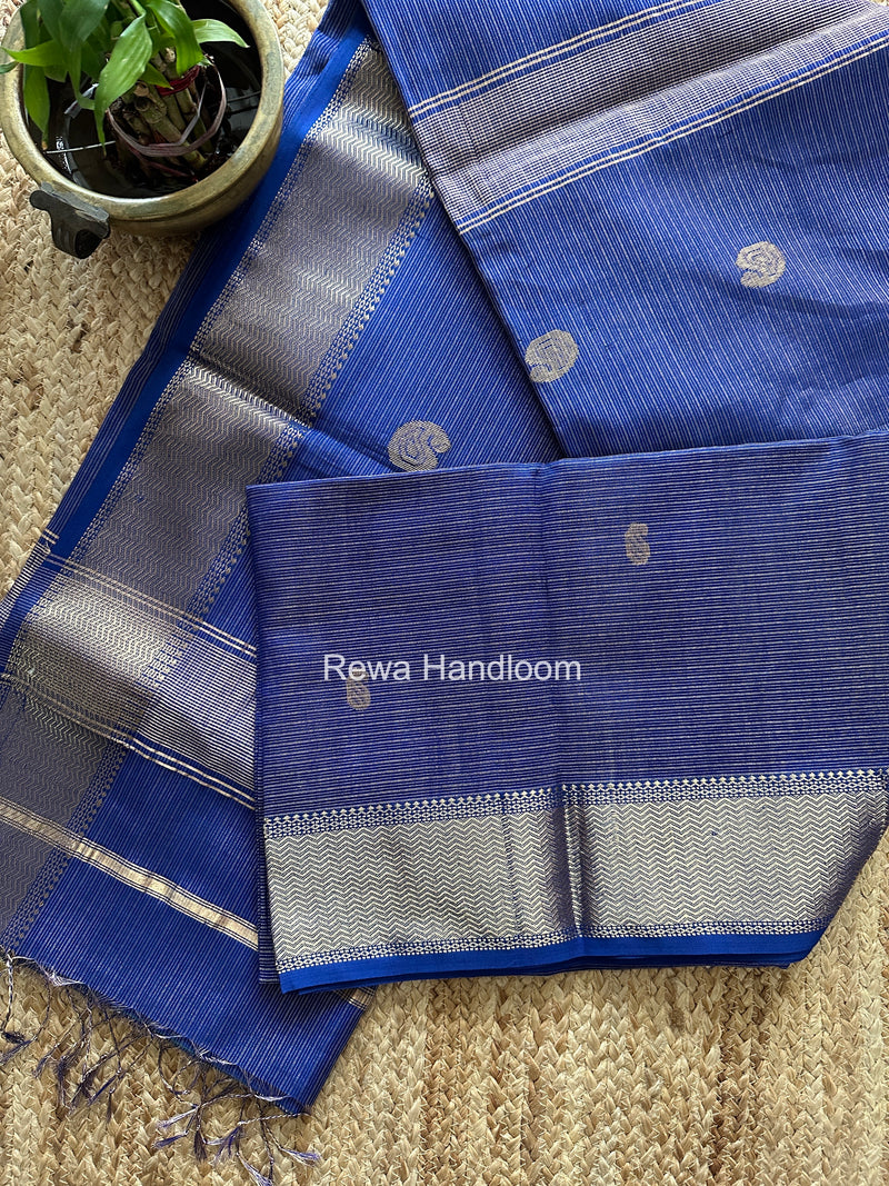 Maheshwari Blue Tissue Butti Saree TKBS010