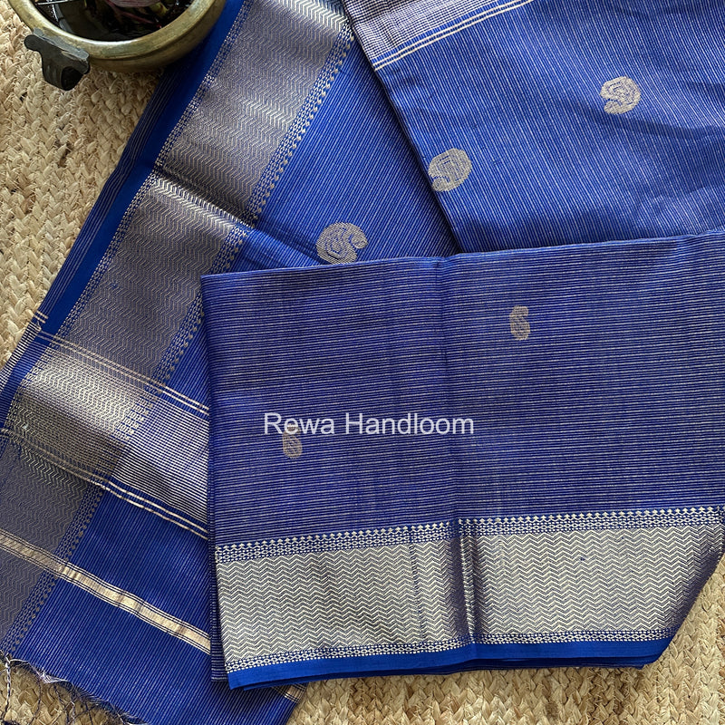 Maheshwari Blue Tissue Butti Saree TKBS010