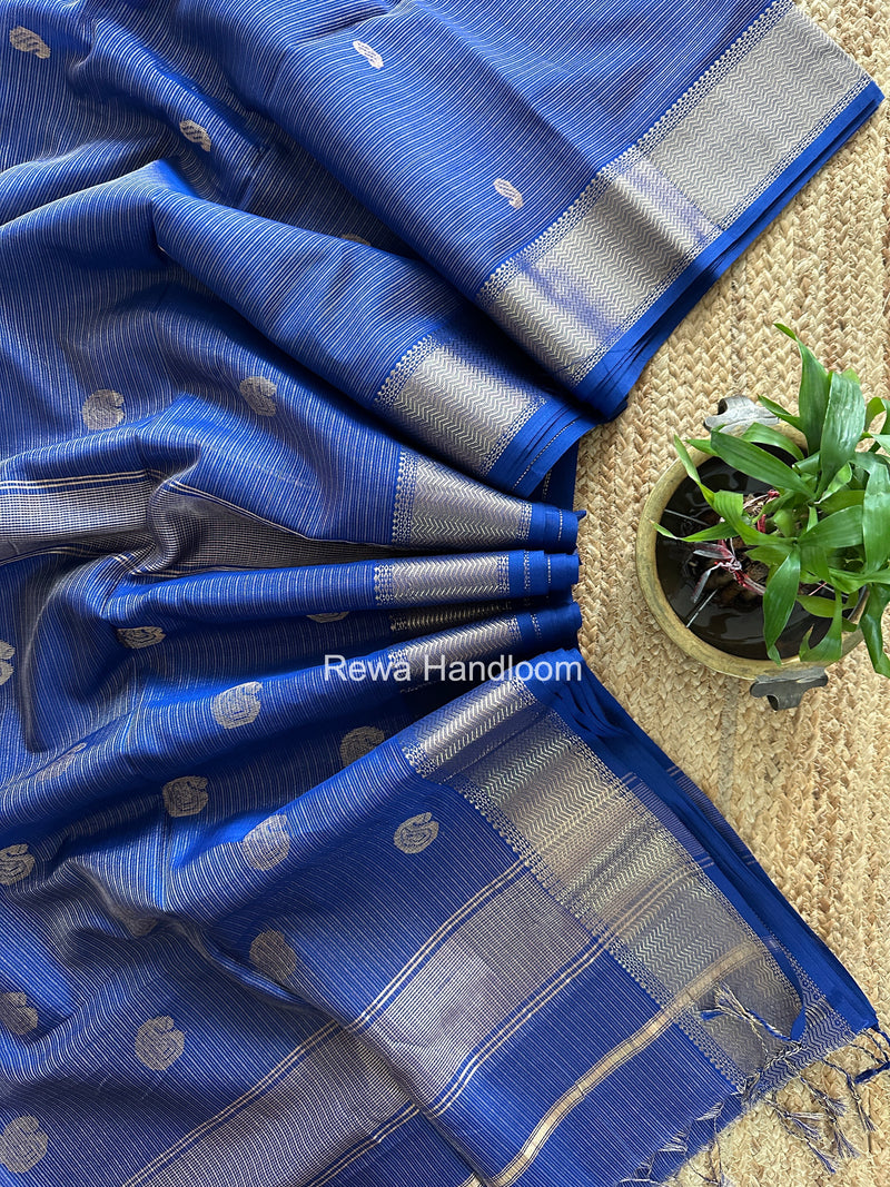 Maheshwari Blue Tissue Butti Saree TKBS010