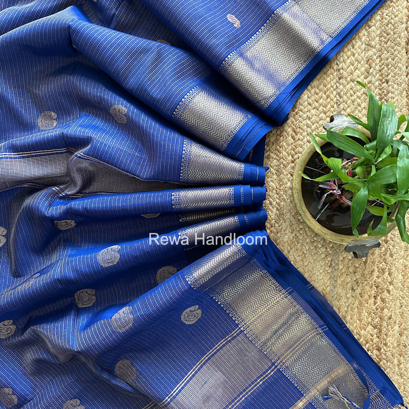 Maheshwari Blue Tissue Butti Saree TKBS010