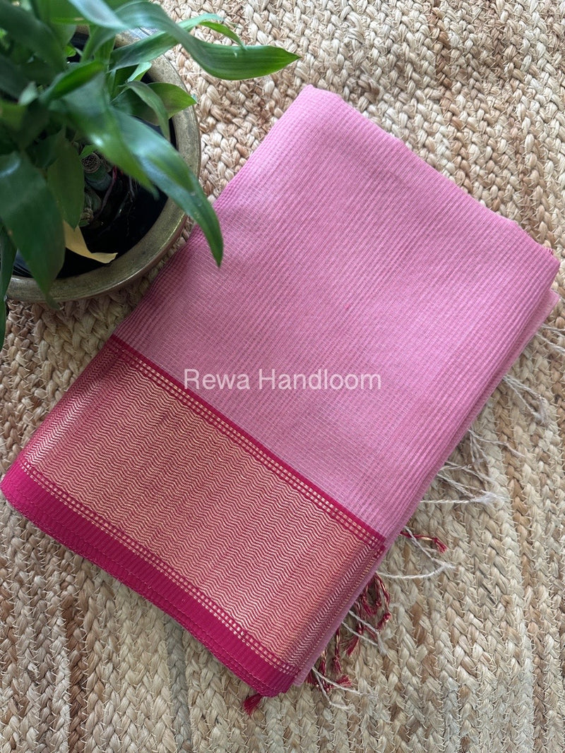 Exclusive Maheshwari Baby Pink Tissue Silk Saree TPS07