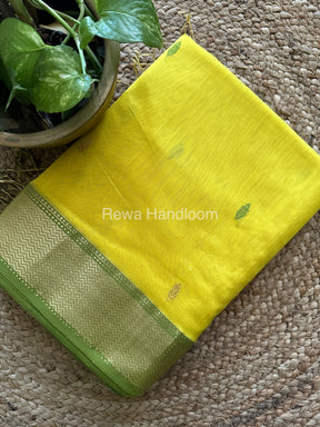 Turmeric Zari Butti ~ Maheshwari Saree