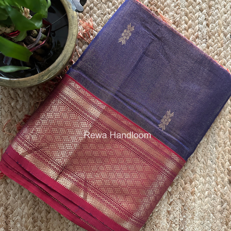 Maheshwari Purple Tissue Rich Pallu Saree THP042