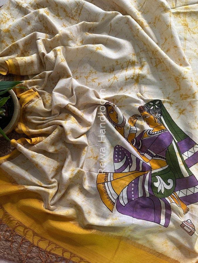 Maheshwari Hand painted Dupatta 