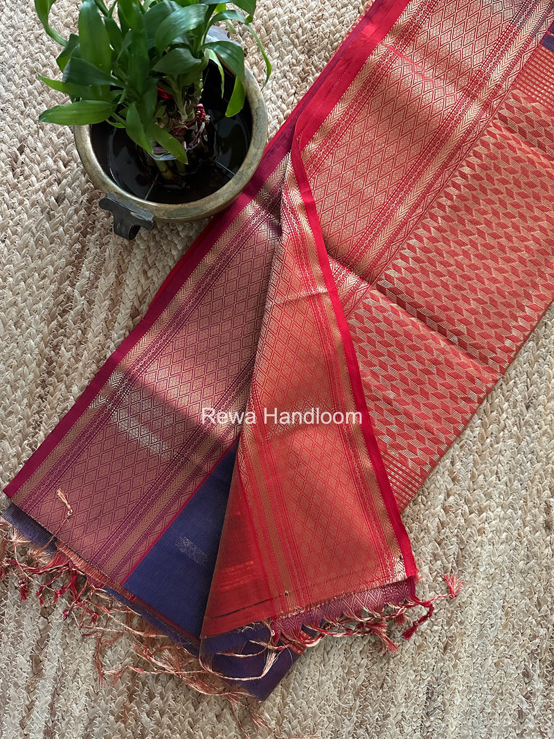 Maheshwari Purple Tissue Rich Pallu Saree THP042
