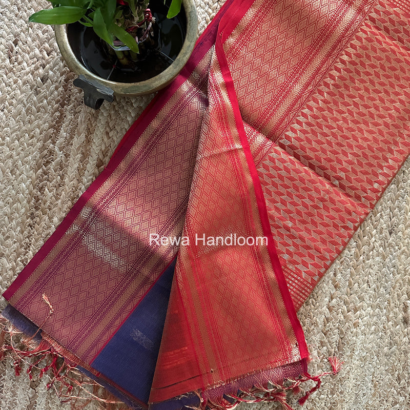 Maheshwari Purple Tissue Rich Pallu Saree THP042