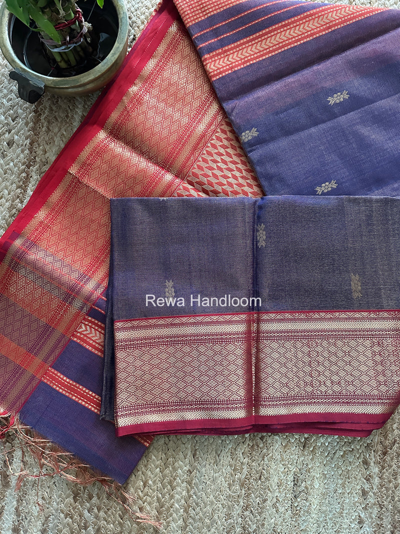 Maheshwari Purple Tissue Rich Pallu Saree THP042