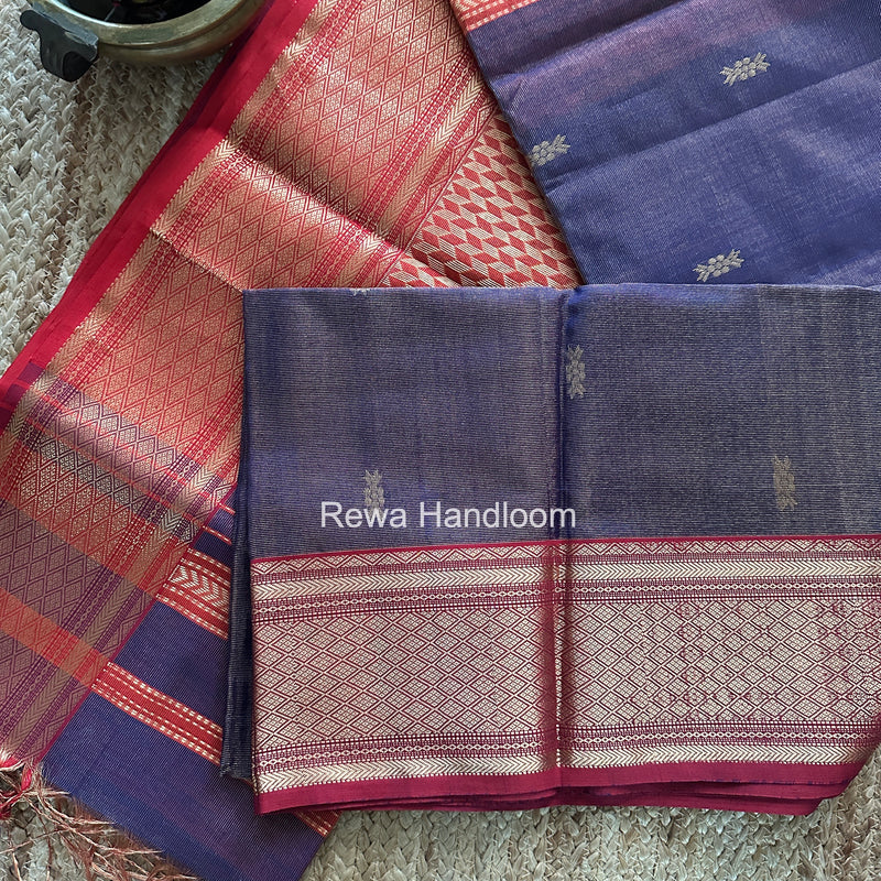 Maheshwari Purple Tissue Rich Pallu Saree THP042