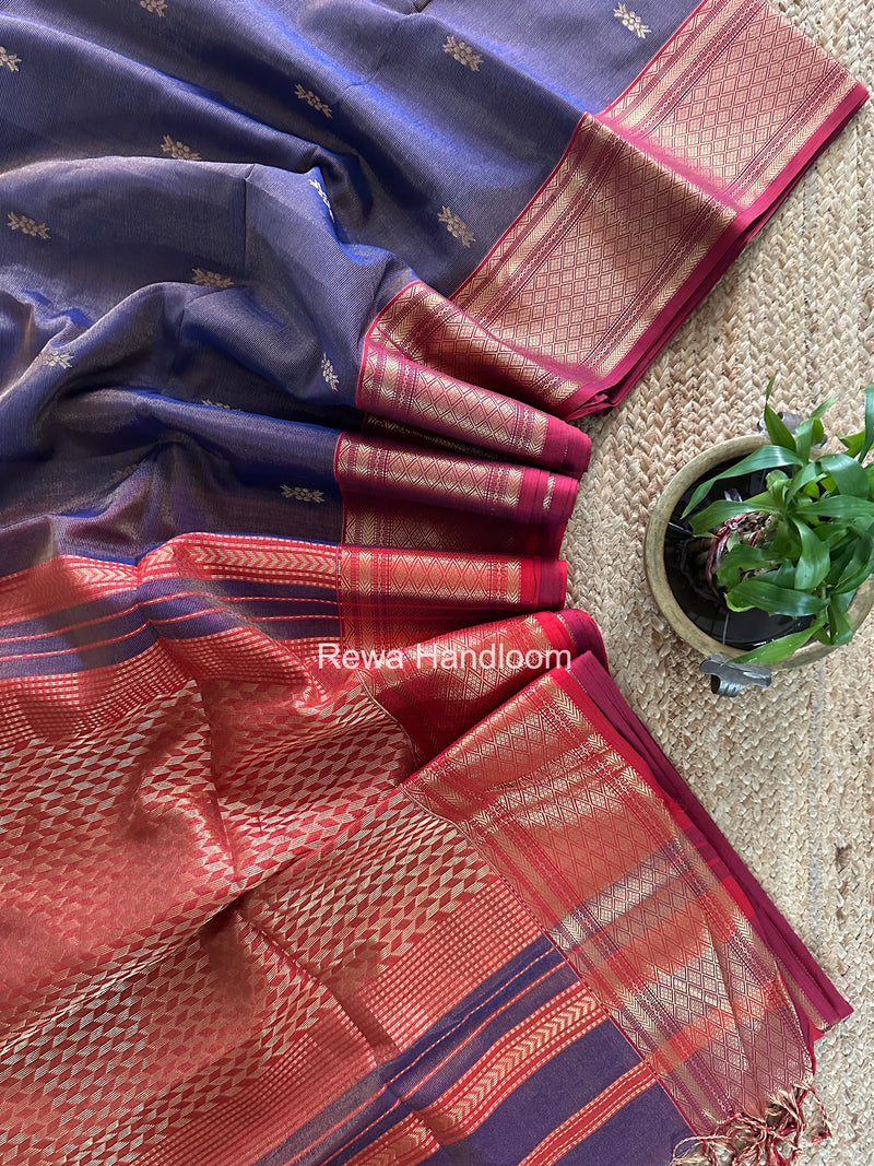 Maheshwari Purple Tissue Rich Pallu Saree THP042