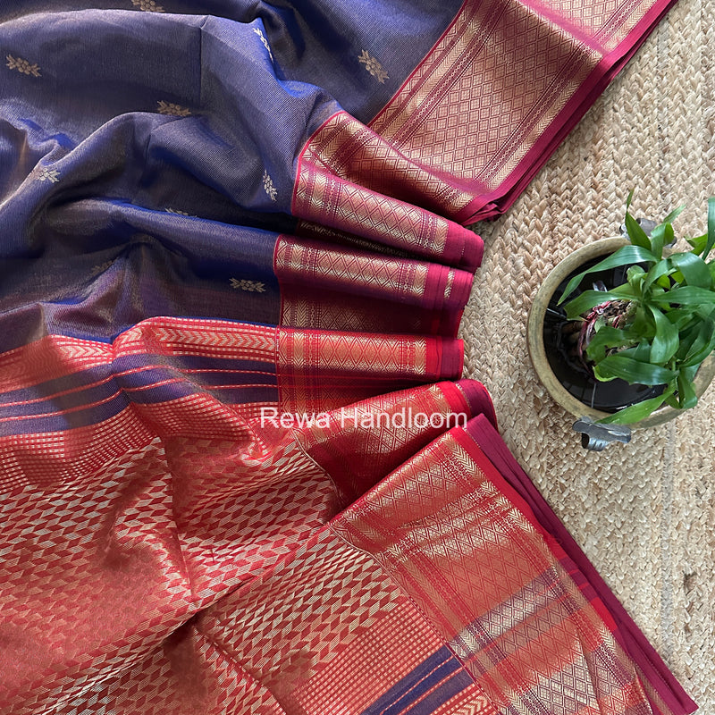 Maheshwari Purple Tissue Rich Pallu Saree THP042