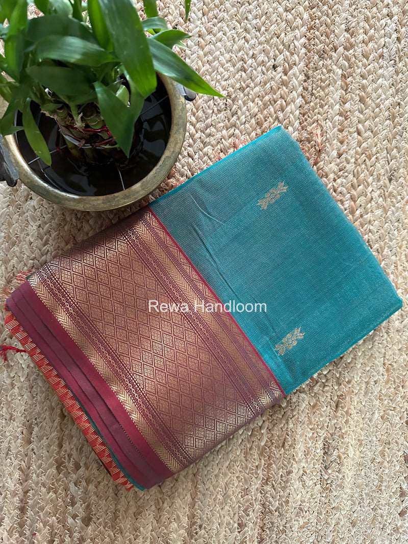 Maheshwari Green Tissue Rich Pallu Saree THP044