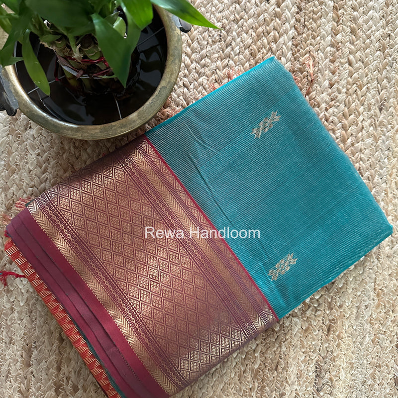 Maheshwari Green Tissue Rich Pallu Saree THP044