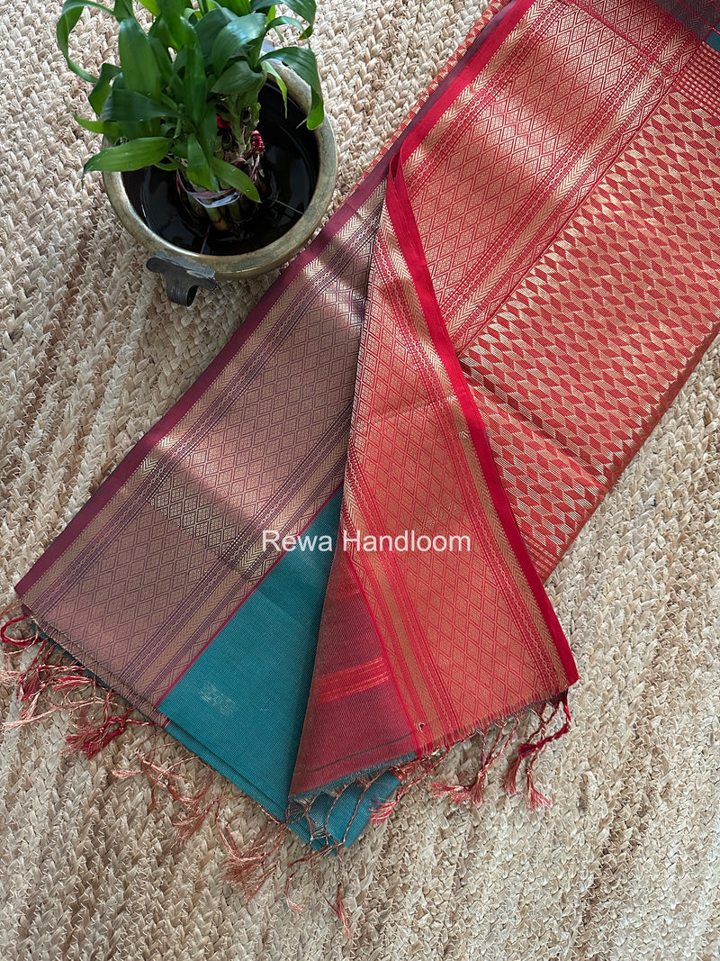 Maheshwari Green Tissue Rich Pallu Saree THP044