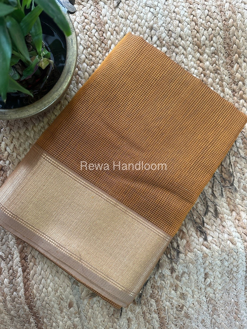 Exclusive Maheshwari Mustard Tissue Silk Saree TPS09