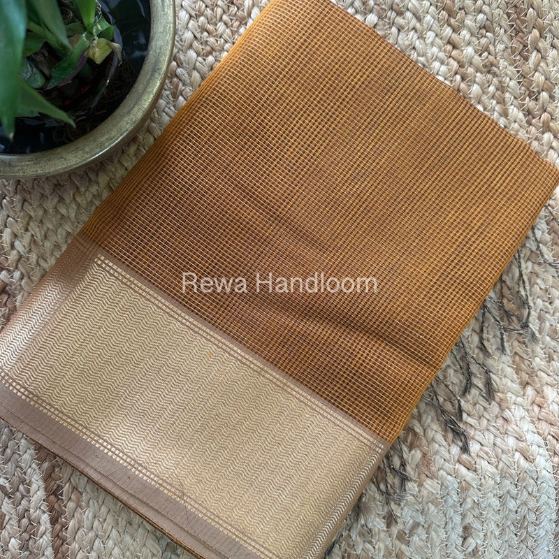 Exclusive Maheshwari Mustard Tissue Silk Saree TPS09