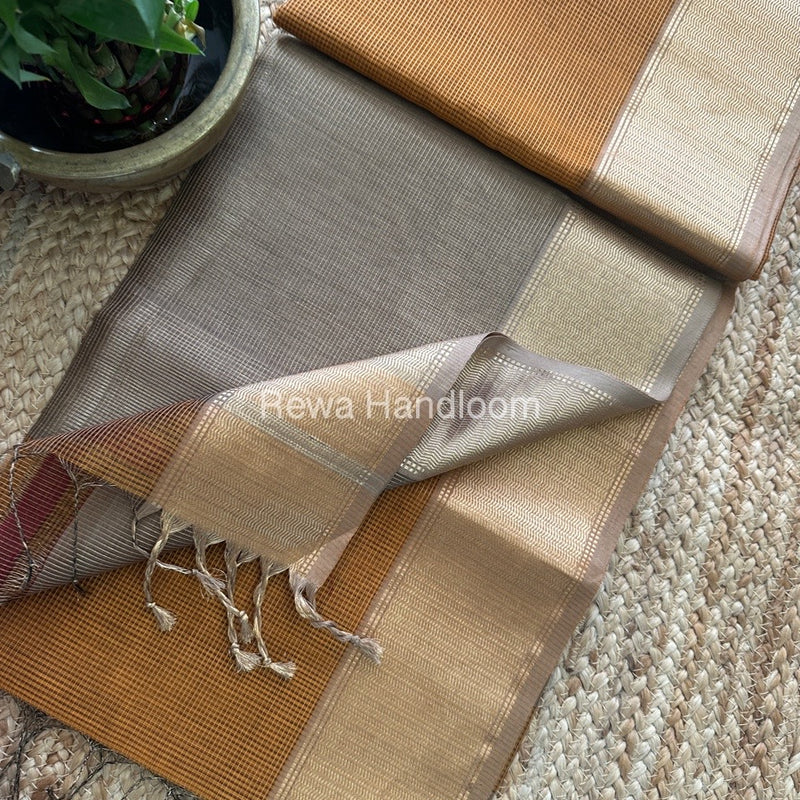 Exclusive Maheshwari Mustard Tissue Silk Saree TPS09