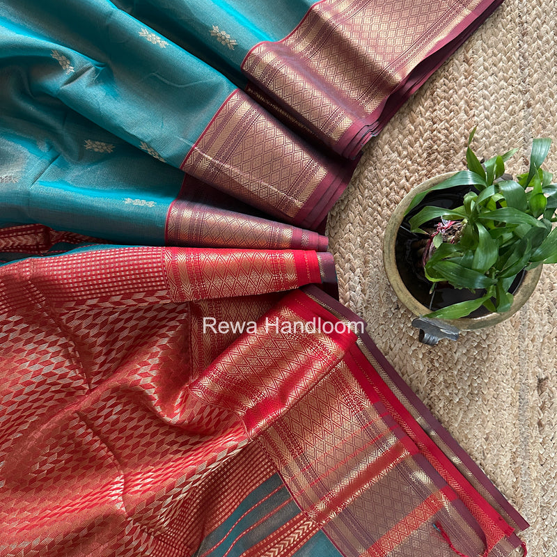 Maheshwari Green Tissue Rich Pallu Saree THP044