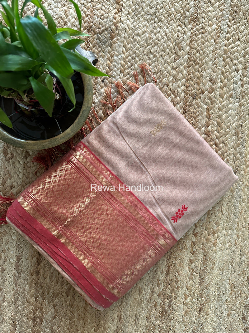 Maheshwari Peach Tissue Rich Pallu Saree THP043