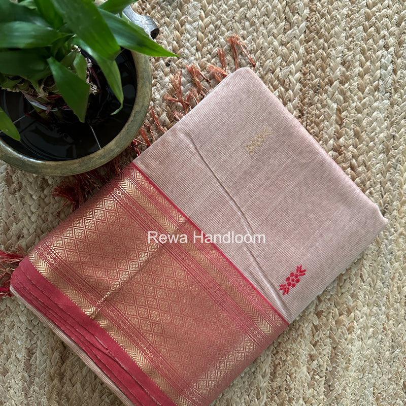 Maheshwari Peach Tissue Rich Pallu Saree THP043