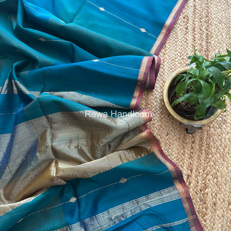 Morpankhi Lining Butti Shaded Maheshwari Saree SBS087