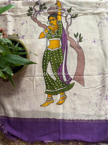 Maheshwari Violet Hand painted Dupatta BT018
